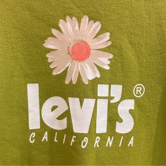 LEVI’S Sz L Vintage Crewneck  Flower Motif Pull On Cropped Sweatshirt Top NEW - Picture 12 of 12